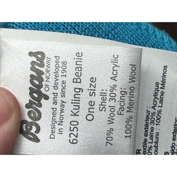 Bergans of Norway Merino Wool Beanie Adult One Size Blue Striped Winter Hat - Picture 5 of 5